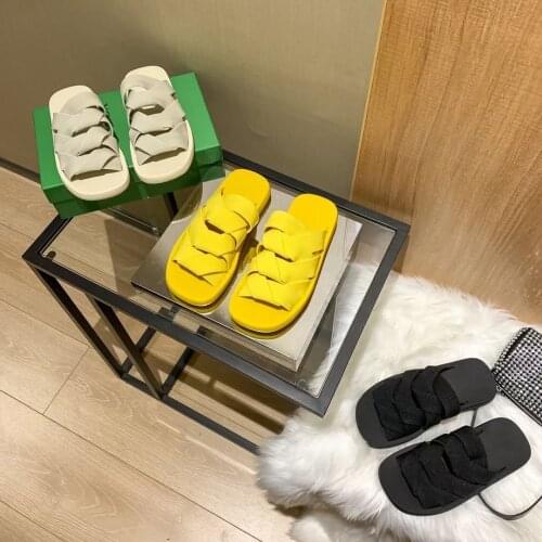 Woven Elastic Band Slippers 2021 Summer New Flat Roman Sandals