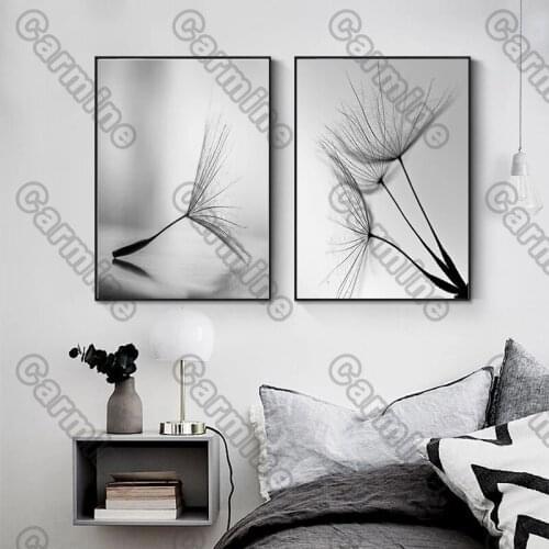 Poster Dandelion Seeds Grey Plant Canvas Painting and Prints Wall Art Pictures Decoration for Living Room 3Pcs Frameless Style
