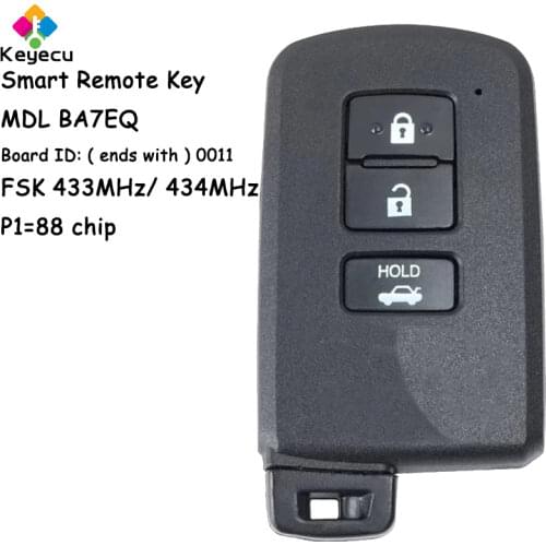 KEYECU MDL BA7EQ Smart Prox Remote Key Fob 3 Buttons FSK 433MHz/ 434MHz for Toyota Auris Yaris Hybrid RAV4 2012-2018 0011 Board