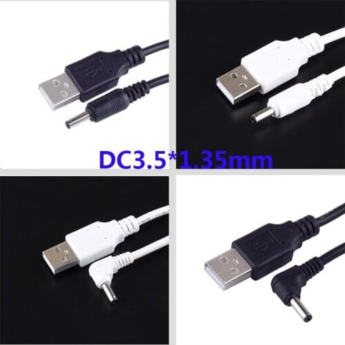 DC Power Plug USB Convert To 3.5*1.35mm/DC 3.5*1.35 White Black L Shape Right Angle Jack With Cord Connector Cable