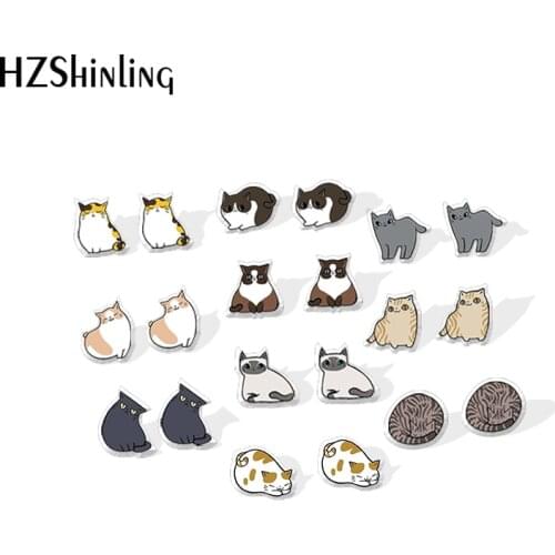 2021 New Siamese Cat Stud Earring Lovely Cats Acrylic Resin Earrings Epoxy Handmade Jewelry Gifts Girl