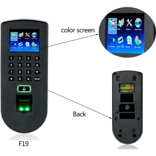 Zkteco F19 Linux System TCP/IP USB RS232 Fingerprint Time Attendance And Access Control System With 125KHZ RF Card 13.56 Mf Card