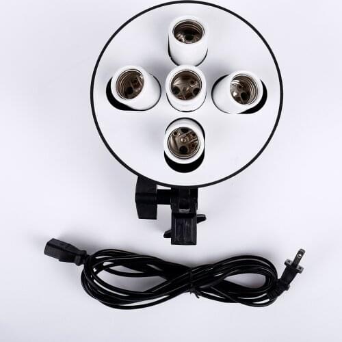 CY Photography Studio 5 in 1 Standard E27 Five Base Socket Light Lamp Bulb Holder Adapter for Photo Video Studio Softbox