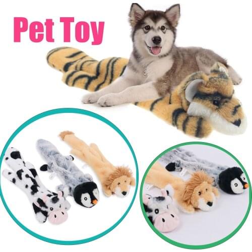 Skinny Peltz Unstuffed Squeaky Plush Durable Dog Toys, Milk, Lion, Penguin Exclusive Noise Sounder-each Large Toy 3 Sounders
