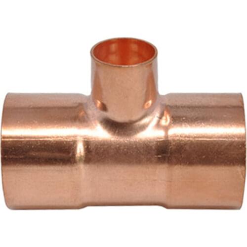 1/4" 3/8" 1/2" 8 10 14 15 16mm ID 99.9% Copper End Feed Solder Reducing Tee 3 Ways Plumbing Fitting For Air Condition