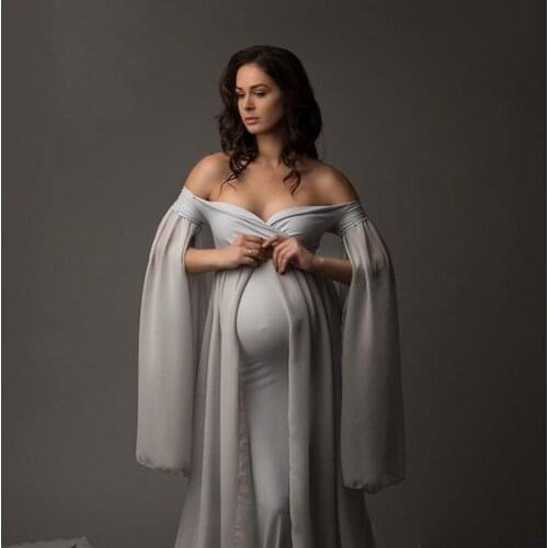 Spring Pregnancy Dress Women Chiffon Cloak Pregnants Photography Props Floor Length Maternity Dress Платье Для Беременных