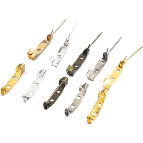 10pcs/lot 15 20 25 30 35mm Brooch Clip Base Pins Safety Pins Brooch Settings Blank Base For DIY Jewelry Making Supplies