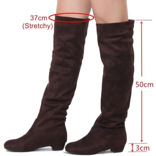Womens Fashion Over Knee High Boot Lace Up Sexy Stretch Slim Thigh High Heel Long Thigh Boots Shoes Botas Mujer Invierno