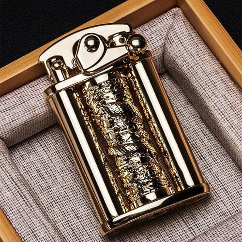 Zorro Brass Kerosene Windproof Lighter Creative Decompression Oil Lighter Dragon Pillar Rocker Ignition Lighter Collection Gift