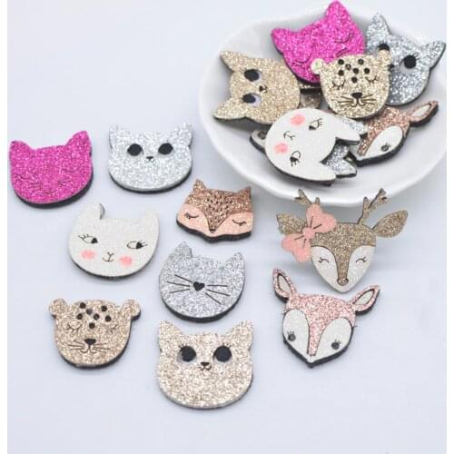 10Pcs Cartoon Animal Fox Cat Leopard Deer Applique for DIY Clothes Hat Shoes Decor Patches Headwear Hair Clips Bow Accessories