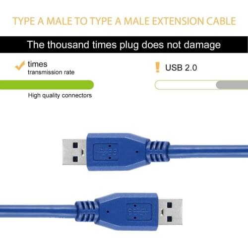 2021 New High Speed USB 3.0 A type Male to Male M/M USB Extension Cable AM TO AM 4.8Gbps Support USB Length 1M Printer Wire