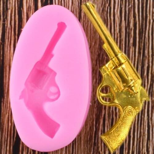 3D Gun Pistol Silicone Molds Baby Birthday Cupcake Topper Fondant Cake Decorating Tools Candy Chocolate Gumpaste Moulds