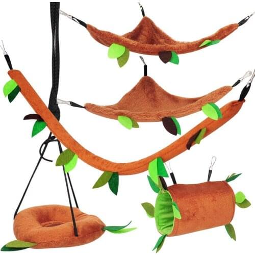 5Pcs/Set Pet Hamster Squirrel Warm Ropeway Hammock Hanging Swing Cage Bed Nest