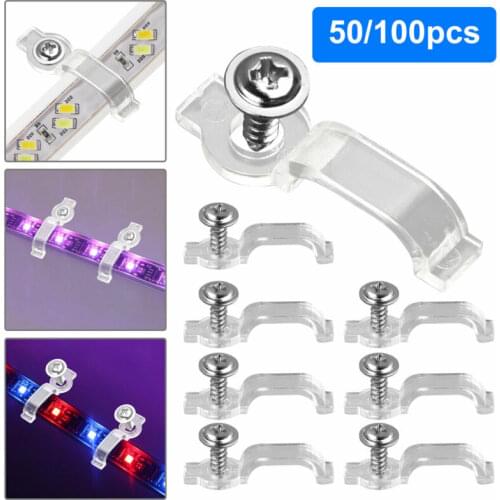 50/100 Mounting Brackets Clip One-Side Fixing Clips For 5050 LED Strip Light Bar 10MM Home Wire Line Fixing Nail Bracket Clamp