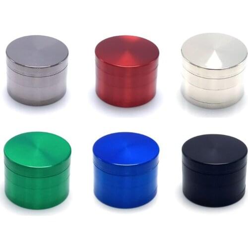 6 6 Colors 50MM 4 Layer Zinc Alloy Glitter Solid Color Cigarette Tobacco Grinder Cylinder Hand Crank Herbal Herb Spice Crusher