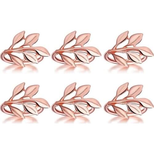 6 Pcs Napkin Ring,Leaf Napkin Set,Napkin Ring Napkin Holder Decoration,Suitable for Christmas,Holiday, Dinner Decoration