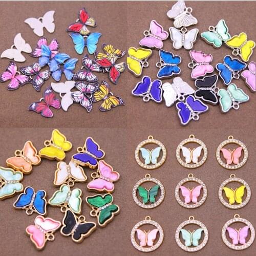 6Pcs Multicolor Acrylic Enamel Butterfly Pendant Charm Set for Jewelry Making DIY Earrings Necklaces Bracelets Handmade Accessor