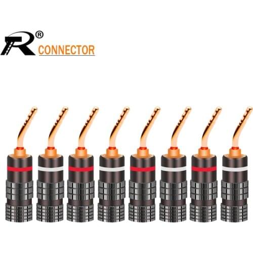 8PCS Gun metal 2mm Banana Plug Nakamichi Gold Plated Speaker Cable Pin Angel Wire Screws Lock Connector For Musical HiFi Audio