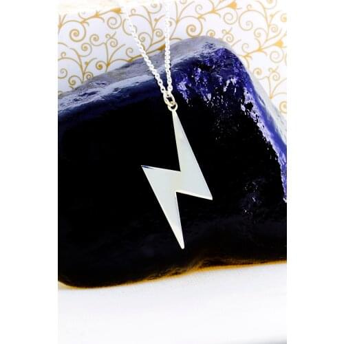 925 Sterling Silver Lightning Pendant Necklaces for men Necklace Men Simple Long Chain Rectangular pendant