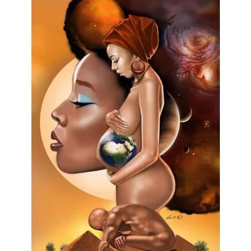 Diamond Painting African woman Pregnant Mother Baby Mosaic Diamond Embroidery 5D Diy Needlework Full Square Home Decoration L387