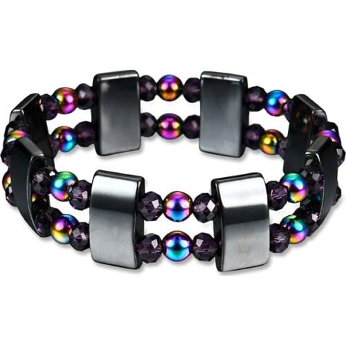 Big Square Hematite Bracelets Bangles Multicolor Round Beads Women Bracelet Wide Bracelets Bangles Jewelry for Lovers Gifts