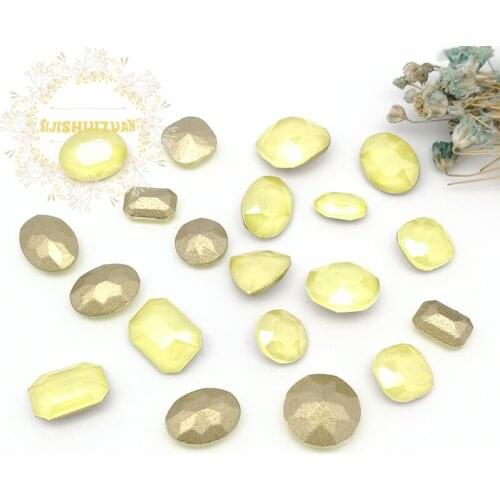 Fast selling Mocha yellow Mix shape size 20pcs or 50pcs pointback glue NAILS Crystal Glass Rhinestones DIY Wedding Dresses