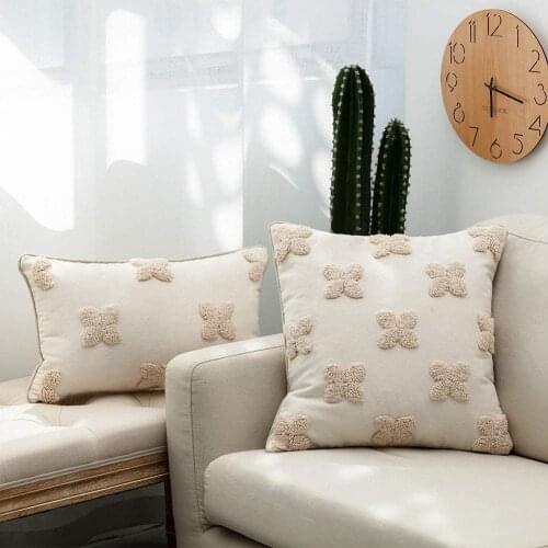 Beign Boho Moroccan Decorative Throw Pillow Cover Butterfly Tufted Square Cushion Couch Sofa Bedroom Living Cotton Home Decor