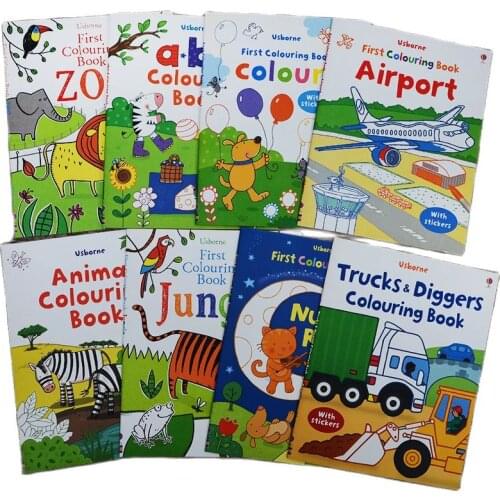 Childrens English Color Sticker 2-7 Years Old Scene Puzzle Picture Book Sticker Student Color Book