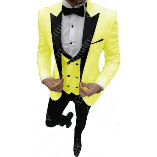 Men Wedding Suits 2021 New Custom Made Peak Lapel Tuxedo 3 Piece Groom Terno Suits For Men (Jacket+Vest+Pants)