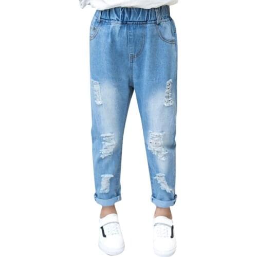 Girls Jeans Ripped Jeans For Girls Big Hole Kids Jeans Spring Autumn Clothes For Girls 6 8 10 12 14