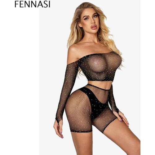 FENNASI Erotic Lingerie Sexy Hip Apron Womens Erotic Underwear Female Seduction Costume Slim Hollow Clothing Nightclub Diamond