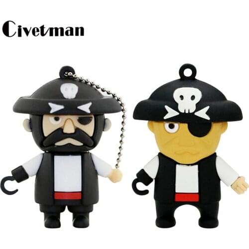 Cartoon USB 2.0 Captain Hook USB Flash Drive 128GB Pendrive 64GB 32GB 16GB 8GB Pen Drive 256GB Flash Drive Gift USB Memory Stick