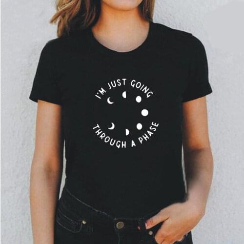 Women TShirt Just Going Through A Phase Letter Print Tee Shirt Femme Summer Short Sleeve Loose T Shirt Women Tops Harajuku Shirt