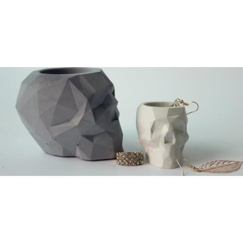Geometric Skull flower pot molds Concrete pot moulds cement pen holder molds