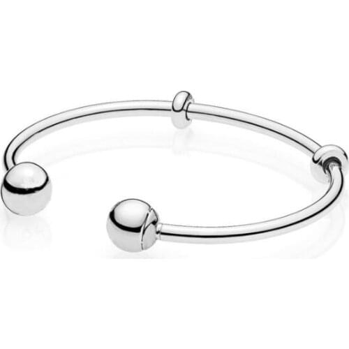 Quality Moments Silver Open With Signature Caps Pan Bracelet Fit Bead Charm 925 Sterling Silver Jewelry