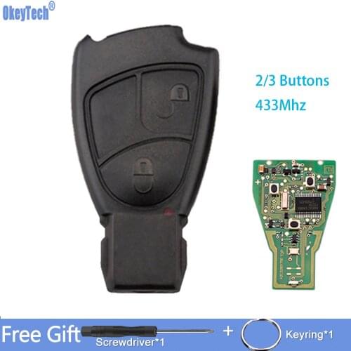 OkeyTech 433Mhz 2/3 Buttons Replacement Car Remote Key For MB Mercedes Benz Bce Ml S Clk Cl 3b 3bt Complte Control Key 1996-2005