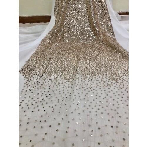 Sequins Lace fabric SYJ-10316 with beads embroidered lace Fabric For Nigerian Partys Dress