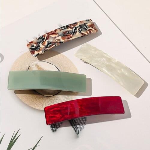 Leopard Marble Barrettes Vintage Acetate Resin Rectangle Hairpins Clips Geometric Women Barrettes Hairgrips Hair Accessories