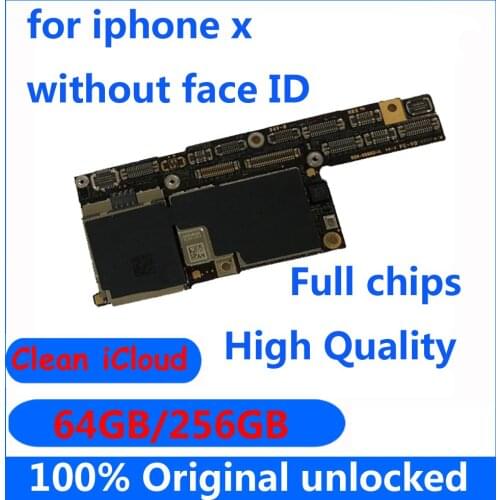 For iphone X motherboard without face ID 64GB 256GB Unlocked IOS system fee 100% Original mainboard with chips logic board