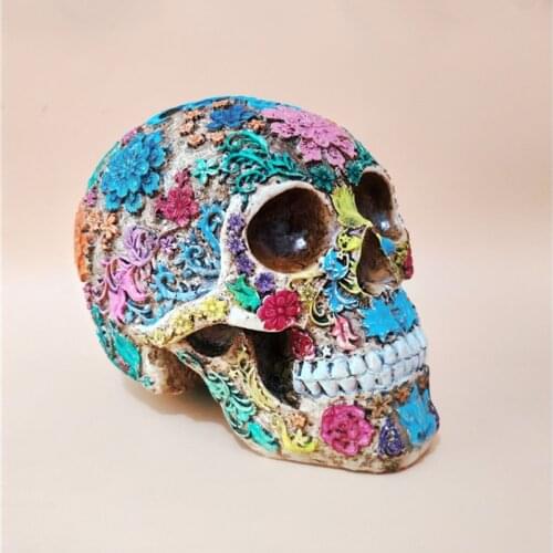 [MGT]Resin Craft Skull Statues & Sculptures Garden Statues Sculptures Skull Ornaments Creative Colorful DIY Art Carving Statue