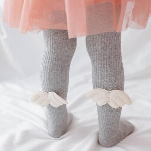 Cute Angel Wings Tights For Girls Autumn Winter Cotton Baby Kids Stockings Knitted Toddler Children Pantyhose For 0 To 2 Yrs
