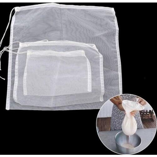 Food Filter Bag Reusable Nylon Filter Net Nut Milk Soybean Milk Filter Juice Coffee Wine Filter Net Kitchen Tool