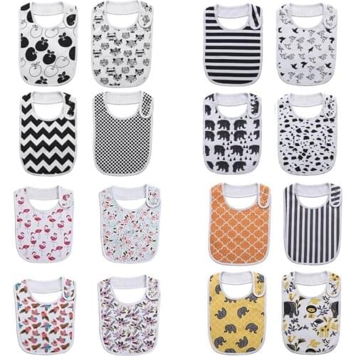 Fashion Newborn Cotton Bib Towel Digital Printing Baby Bibs Double Thick Absorbent Square Towel for Feeding Infant Babador