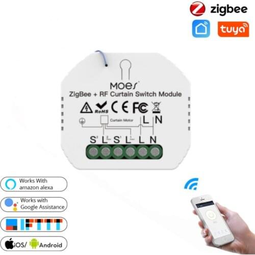 Tuya ZigBee RF Roller Blind Shutter Curtain Switch Module For Electric Motor Sunscreen Smart Home Works With Google Home Alexa