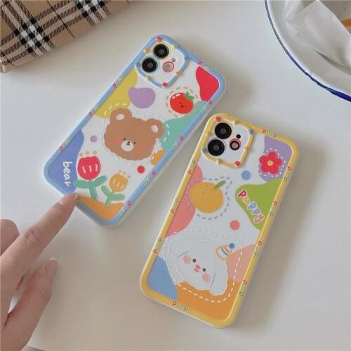 Cartoon puppy bears phone case for iphone 11 phone case iphone 12 11 pro max mini 8 7 Plus lovely case protective coque