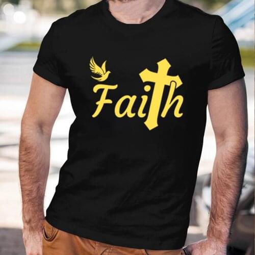 Christianity Gift Faith & Cross Gift Men T-shirt Faith Hope Love Harajuku Tee Religion Hot Sale Cotton Top O-neck Clothes Male
