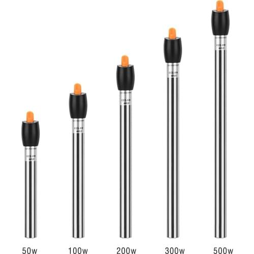 Stainless Steel Aquarium Heater Adjustable Submersible Thermostat heating rod 220-240V For Fish Tank 50W/100W/200W/300W/500W