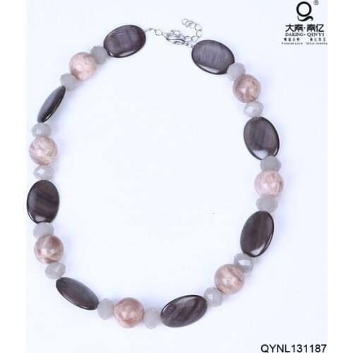 Handicraft necklace with stone and shell led jewelry