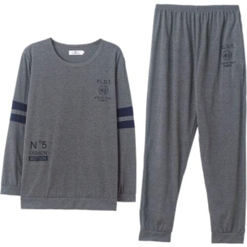 Pyjamas Men New Promotion Homme Classic Comfy Print Basketball Nightgown Homme Long Sleeve Cotton Round Neck Home Clothing