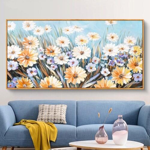 Daisy flowers Posters Prints Wall Art Canvas Painting Landscape Pictures for Living Room Decoration accessorie Home Decor